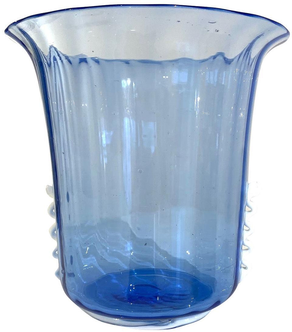 Light Blue and White Murano Glass Vase Milord antiquités, Montréal